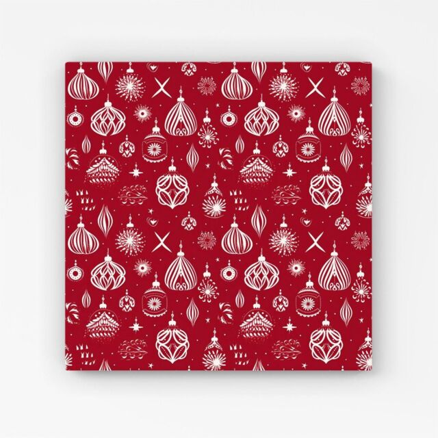 "Warren Reed - Designer Red Christmas Decorations Pattern Canvas - Size: W30"" x H30""" - image 1