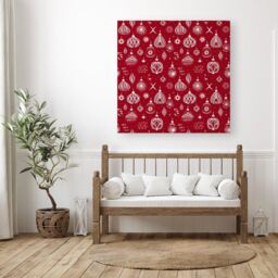 "Warren Reed - Designer Red Christmas Decorations Pattern Canvas - Size: W30"" x H30""" - thumbnail 3