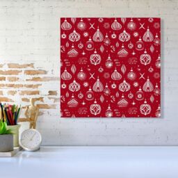 "Warren Reed - Designer Red Christmas Decorations Pattern Canvas - Size: W30"" x H30""" - thumbnail 2