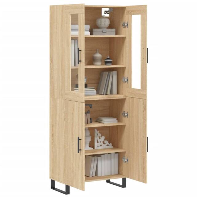 Berkfield Home Highboard Sonoma Oak 69.5x34x180 cm Engineered Wood in Light Brown - image 1