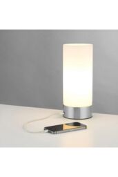 Netlighting Dara 1 Light Table Lamp Brushed Nickel Matt Opal Duplex Glass E14 in Grey - thumbnail 2