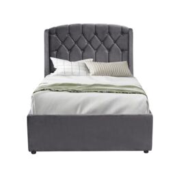 Comfy Living Ltd Fabric Gaslift Bedframe With LED Headboard Feature in Grey - Size: King - thumbnail 2