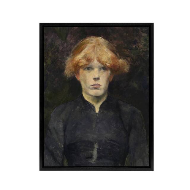 "Artery8 Portrait of Carmen Gaudin Framed Canvas Wall Art Print Toulouse Lautrec in Grey - Size: W12"" x H16""" - image 1