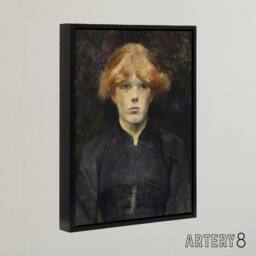 "Artery8 Portrait of Carmen Gaudin Framed Canvas Wall Art Print Toulouse Lautrec in Grey - Size: W12"" x H16""" - thumbnail 2