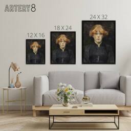 "Artery8 Portrait of Carmen Gaudin Framed Canvas Wall Art Print Toulouse Lautrec in Grey - Size: W12"" x H16""" - thumbnail 4