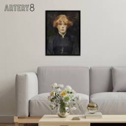 "Artery8 Portrait of Carmen Gaudin Framed Canvas Wall Art Print Toulouse Lautrec in Grey - Size: W12"" x H16""" - thumbnail 3