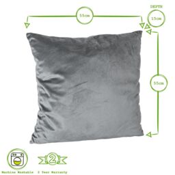 Nicola Spring Square Velvet Cushion - 55cm x 55cm - Pack of 1 in Pink - Size: 55 cm x 55 cm - thumbnail 3