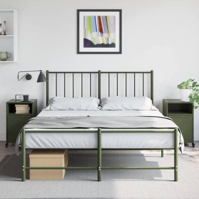 Berkfield Home Stylish Bedside Cabinets 2 pcs Olive Green 36x39x59 cm Steel - Size: 36 x 39 x 59 cm - image 1