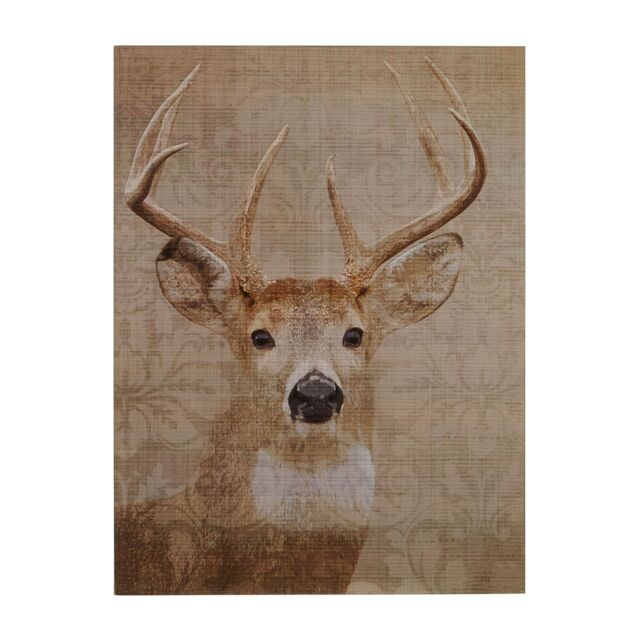 Orsina Stag Damash Wall Plaque, Christmas Wall Art, Abstract Artwork for Home, Office, Stag Head Wall Painting in Brown - image 1
