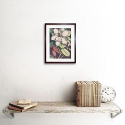 "Artery8 Wall Art Print Flower Magnolia Botany Art Framed 9x7 inch in Brown - Size: W7"" x H9""" - thumbnail 2