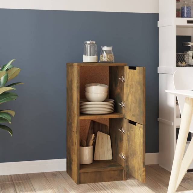 Berkfield Home Sideboard Smoked Oak 30x30x70 cm Engineered Wood in Brown - Size: 30 x 30 x 70 cm - image 1