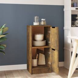 Berkfield Home Sideboard Smoked Oak 30x30x70 cm Engineered Wood in Brown - Size: 30 x 30 x 70 cm - thumbnail 1