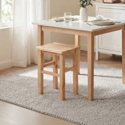 KORVIXA 25 cm Solid Wood Square Bar Side Stool in Natural - Size: W400mm X H600mm - thumbnail 3
