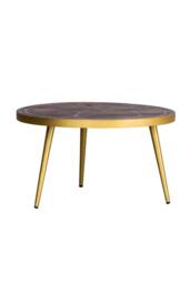IH Design Silchester Round Coffee Table Dark Mango Walnut Gold Inlay in Brown - thumbnail 3