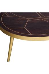 IH Design Silchester Round Coffee Table Dark Mango Walnut Gold Inlay in Brown - thumbnail 4