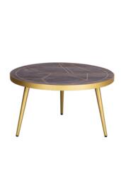 IH Design Silchester Round Coffee Table Dark Mango Walnut Gold Inlay in Brown - thumbnail 2