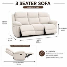 Stratus Interiors Owen Electric Recliner Sofa with Adjustable Settings in White - thumbnail 3
