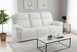 Stratus Interiors Owen Electric Recliner Sofa with Adjustable Settings in White