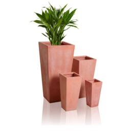 Primrose Fibrecotta Terracotta Tall Flared Square Planter 89cm in Red - thumbnail 3