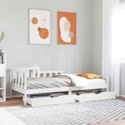Berkfield Home Daybed with Drawers without Mattress White 80x200 cm Solid Wood - thumbnail 2