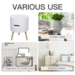 Wyld Haus Rivizi Round 3 Tier Side Table with Hidden Storage White - thumbnail 7