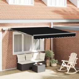 Berkfield Home Manual Retractable Awning with LED Black 350x250 cm