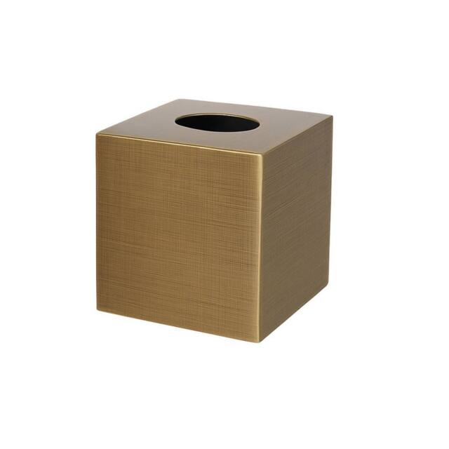 Melody Maison Brass Gold Textured Metal Tissue Box Holder in Metallic Gold - image 1