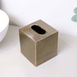 Melody Maison Brass Gold Textured Metal Tissue Box Holder in Metallic Gold - thumbnail 6