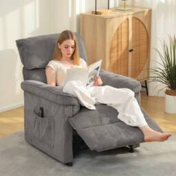 HOMCOM Massage Recliner with Quiet Motor, Power Reclining Chair in Grey - Size: Armchair - thumbnail 1