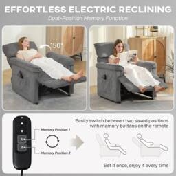 HOMCOM Massage Recliner with Quiet Motor, Power Reclining Chair in Grey - Size: Armchair - thumbnail 6