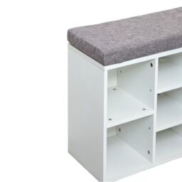 Gr8 Home Shoe Bench Storage Rack Wooden Cabinet Cushion Seat Organiser Grey White 2016175 - thumbnail 6