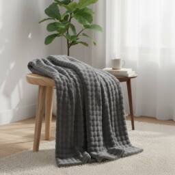 Snug City Rabbit Faux Fur Throw Blanket Ultra Soft Luxury Throw for Sofa & Bed in Grey - Size: 150 cm x 200 cm - thumbnail 1