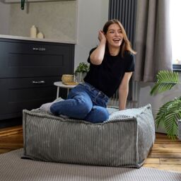 Como Corduroy Rectangle Pouffe Natural Large Cord Ottoman - thumbnail 3