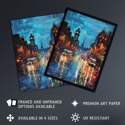 "Artery8 Edinburgh Princes Street Cityscape Painting Wall Art Print in Blue - Size: W18"" x H24""" - thumbnail 2