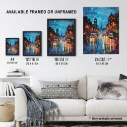 "Artery8 Edinburgh Princes Street Cityscape Painting Wall Art Print in Blue - Size: W18"" x H24""" - thumbnail 3