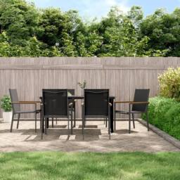 Berkfield Home 7 Piece Garden Dining Set Black Textilene & Steel - thumbnail 2