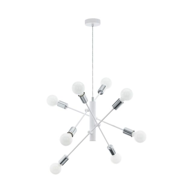 Loops Pendant Ceiling Light Colour White Chrome Criss Cross Design Bulb E27 8x60W - image 1
