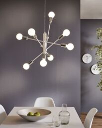 Loops Pendant Ceiling Light Colour White Chrome Criss Cross Design Bulb E27 8x60W - thumbnail 3