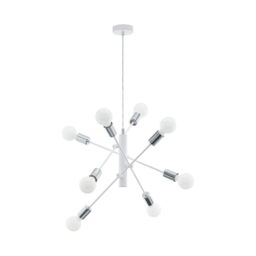 Loops Pendant Ceiling Light Colour White Chrome Criss Cross Design Bulb E27 8x60W