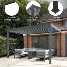Monstershop Anthracite Aluminium Pergola 3m x 3m in Grey - thumbnail 2