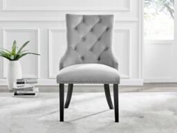 FurnitureboxUK Carson White Marble Effect Square Dining Table & 2 Velvet Belgravia Black Leg Chairs in Grey - thumbnail 5