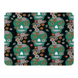 Benjamin Tate Design Embroidery Colorful Simplified Ethnic Flowers & Skull Pattern Blanket in Natural - Size: 120 cm x 150 cm - thumbnail 1