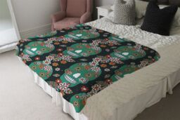 Benjamin Tate Design Embroidery Colorful Simplified Ethnic Flowers & Skull Pattern Blanket in Natural - Size: 120 cm x 150 cm - thumbnail 3