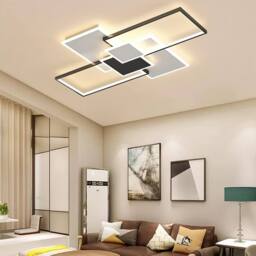 Goeco 80W Large Modern LED Ceiling Light, Dimmable Flush Mount w/ Remote in Black - thumbnail 3