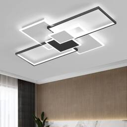 Goeco 80W Large Modern LED Ceiling Light, Dimmable Flush Mount w/ Remote in Black - thumbnail 2