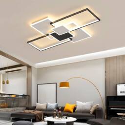 Goeco 80W Large Modern LED Ceiling Light, Dimmable Flush Mount w/ Remote in Black - thumbnail 4