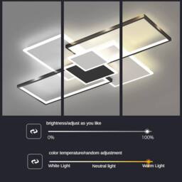 Goeco 80W Large Modern LED Ceiling Light, Dimmable Flush Mount w/ Remote in Black - thumbnail 6