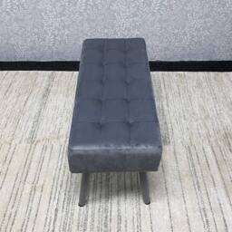 KOSY KOALA Grey Velvet Padded Dining Bench with Metal Legs 90 cm Dining Furniture - thumbnail 7
