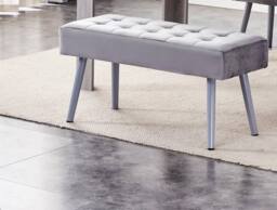 KOSY KOALA Grey Velvet Padded Dining Bench with Metal Legs 90 cm Dining Furniture - thumbnail 4