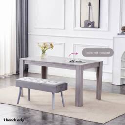 KOSY KOALA Grey Velvet Padded Dining Bench with Metal Legs 90 cm Dining Furniture - thumbnail 3